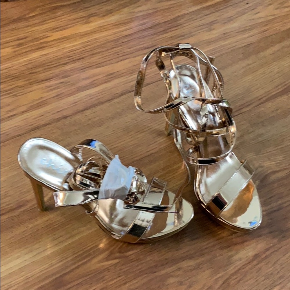 Rose gold lace up heels
